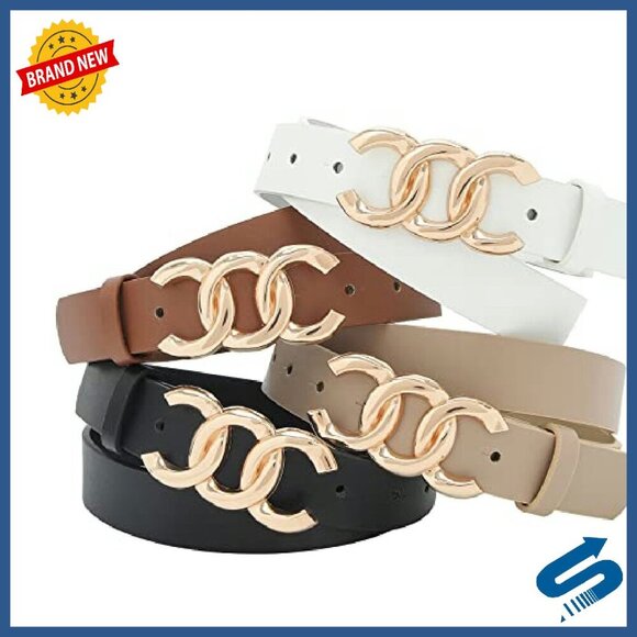 Faux Leather Belt with Gold Buckle for Jeans & Dresses, Cinch Waist main image 6